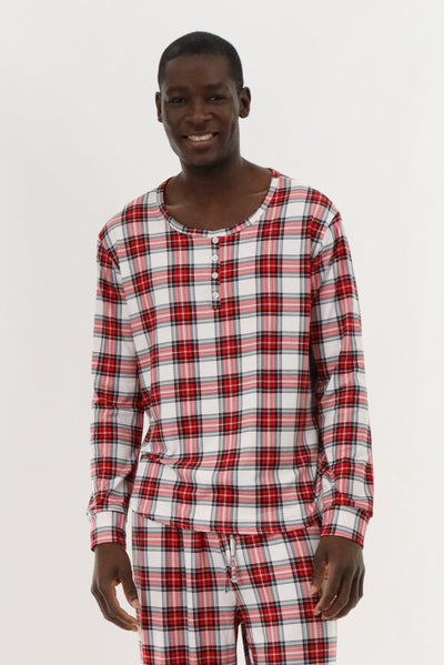 Canada Weather Gear Long Sleeve Printed Pajama Top - Red - Mens Pajamas - International Clothiers