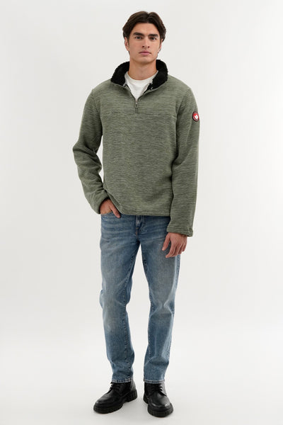 Canada Weather Gear Sherpa Lined 1/4 Zip Pullover Sweater - Green - Mens Pullover Sweaters - International Clothiers
