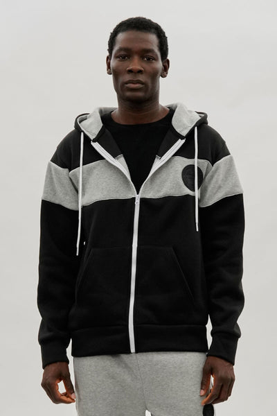 Super Triple Goose Colour Block Zip Up Hoodie - Black - Mens Hoodies & Sweatshirts - International Clothiers