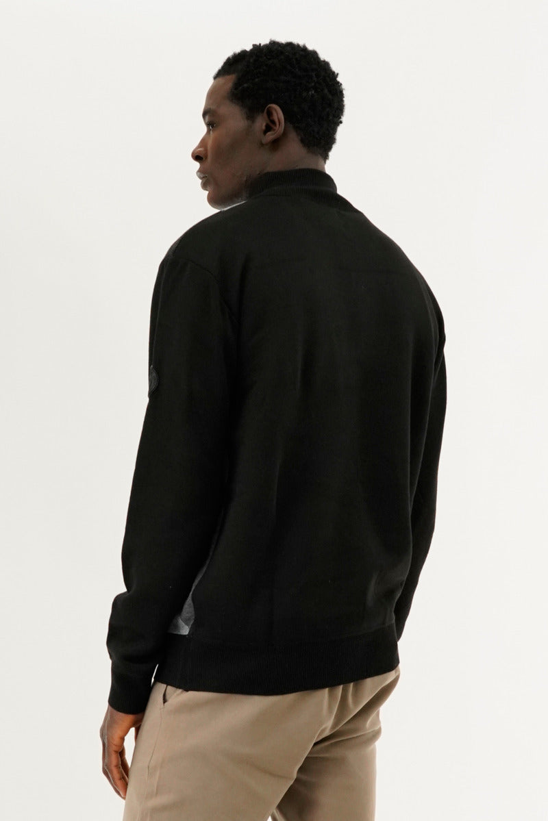 Canada Weather Gear Argyle Print 1/4 Zip Pullover Sweater - Black - Mens Pullover Sweaters - International Clothiers