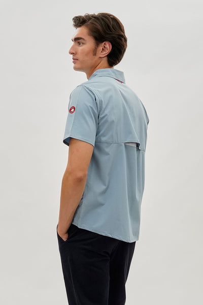 Canada Weather Gear Short Sleeve Button Up Casual Shirt - Blue - Mens Casual Shirts - International Clothiers