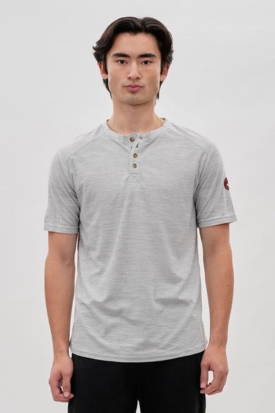 Canada Weather Gear Short Sleeve Henley Tee - Grey - Mens Tees & Tank Tops - International Clothiers