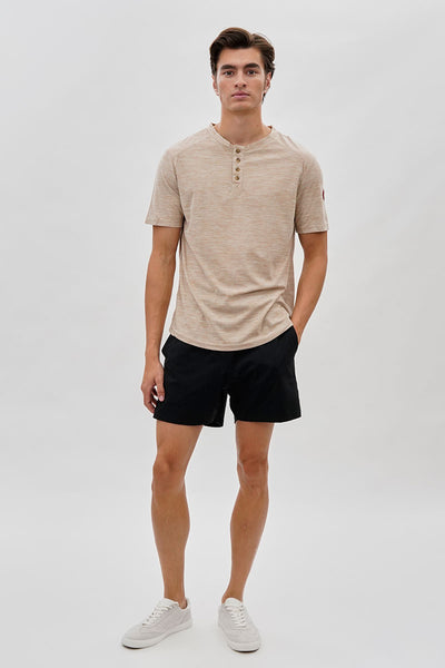 Canada Weather Gear Short Sleeve Henley Tee - Beige - Mens Tees & Tank Tops - International Clothiers