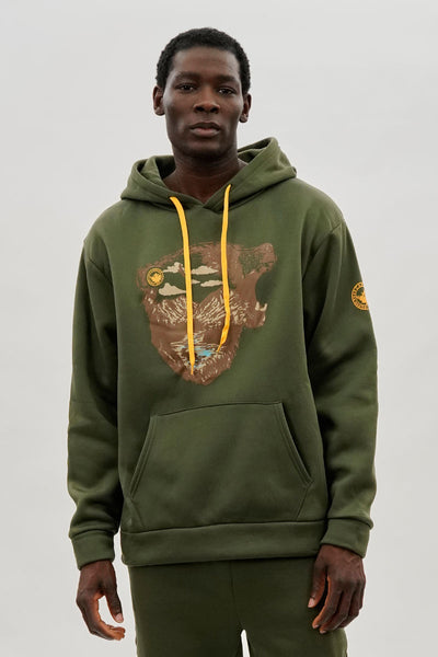 Canada Weather Gear Bear Print Hoodie - Olive - Mens Hoodies & Sweatshirts - International Clothiers