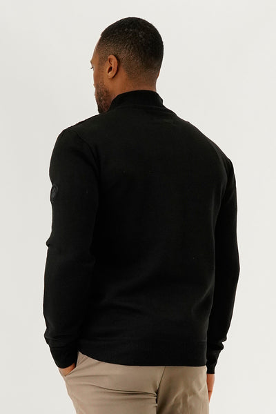 Canada Weather Gear 1/4 Zip Pullover Sweater - Black - Mens Pullover Sweaters - International Clothiers