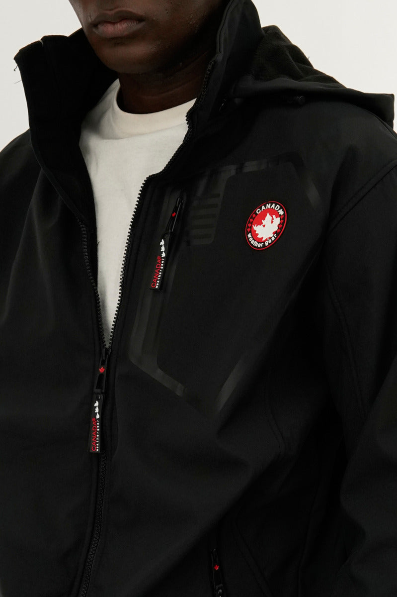 Canada Weather Gear Soft Shell Hooded Lightweight Jacket - Black - Mens Lightweight Jackets - International Clothiers