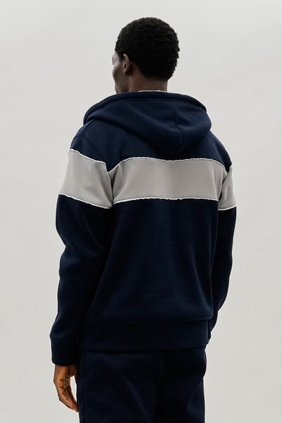 Super Triple Goose Colour Block Zip Up Hoodie - Navy - Mens Hoodies & Sweatshirts - International Clothiers
