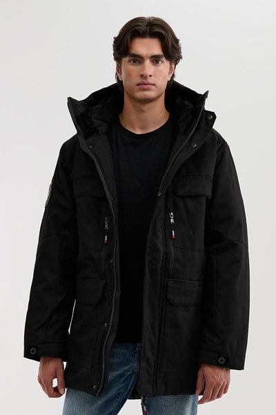 Canada Weather Gear Faux Fur Lined Hood Parka Jacket - Black - Mens Parka Jackets - International Clothiers