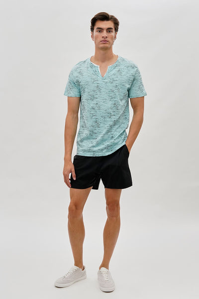 Canada Weather Gear Vintage Short Sleeve Henley Tee - Aqua - Mens Tees & Tank Tops - International Clothiers