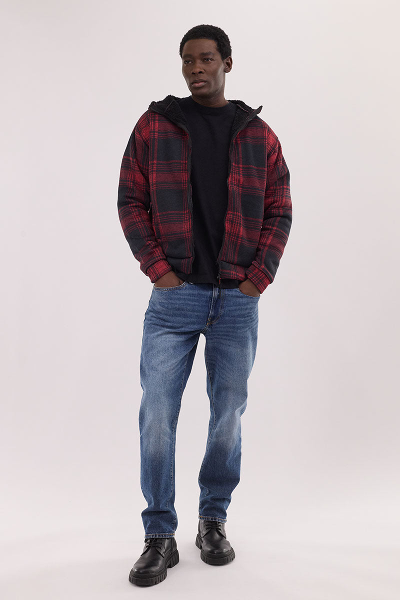 Canada Weather Gear Hooded Sherpa Lined Lightweight Jacket - Red - Mens Hoodies & Sweatshirts - International Clothiers