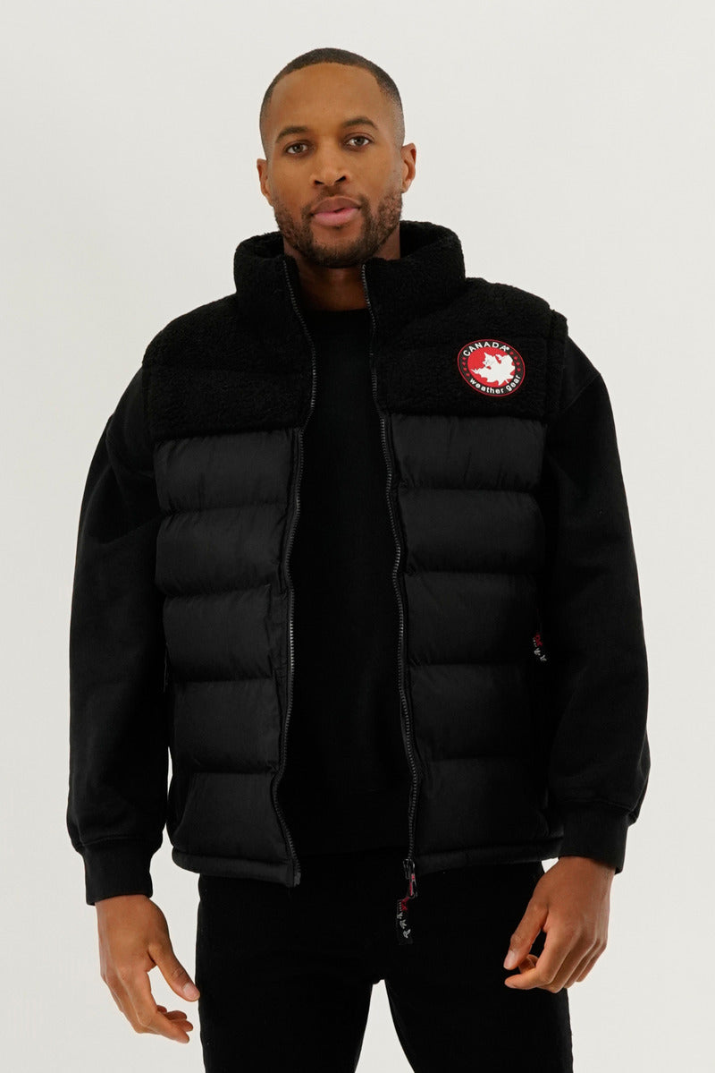 Canada Weather Gear Sherpa Panel Bubble Vest - Black - Mens Vests - International Clothiers