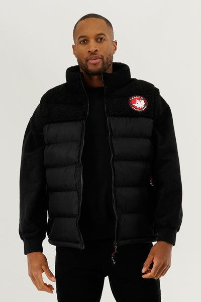 Canada Weather Gear Sherpa Panel Bubble Vest - Black - Mens Vests - International Clothiers