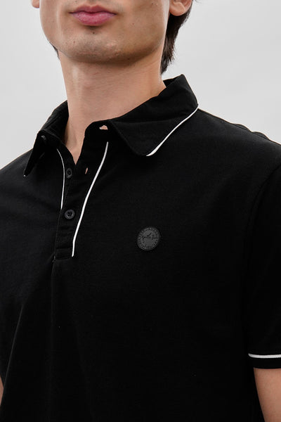 Canada Weather Gear Travel Collection Piping Detail Polo Shirt - Black - Mens Polo Shirts - International Clothiers
