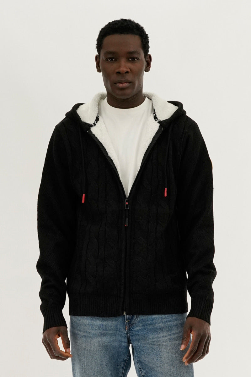 Cable Knit Zip Up Hoodie