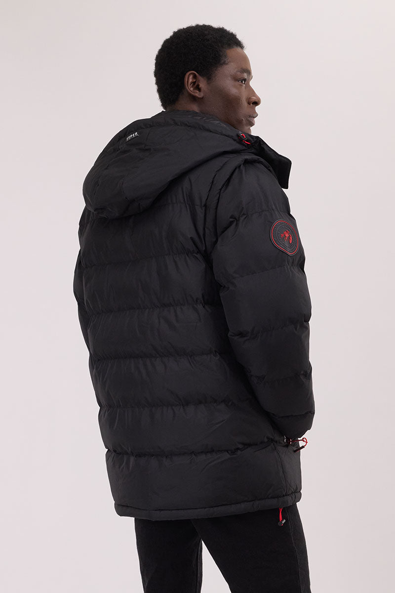 Super Triple Goose Zip Off Sleeve Bomber Jacket - Black - Mens Bomber Jackets - International Clothiers
