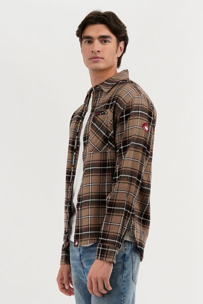Canada Weather Gear Flannel Button Up Casual Shirt - Taupe - Mens Casual Shirts - International Clothiers
