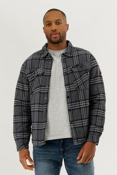 Canada Weather Gear Plaid Plush Lined Lightweight Jacket - Grey - Mens Lightweight Jackets - International Clothiers
