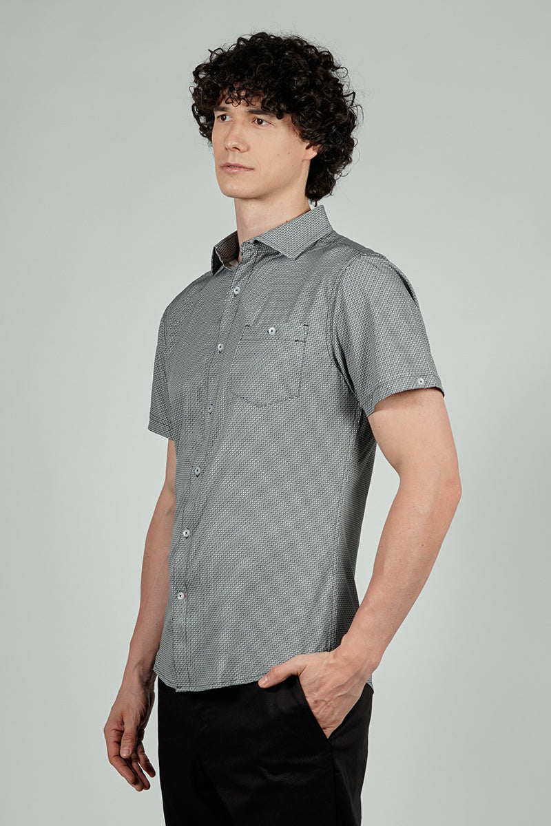 Canada Weather Gear Travel Collection Patterned Button Up Casual Shirt - White