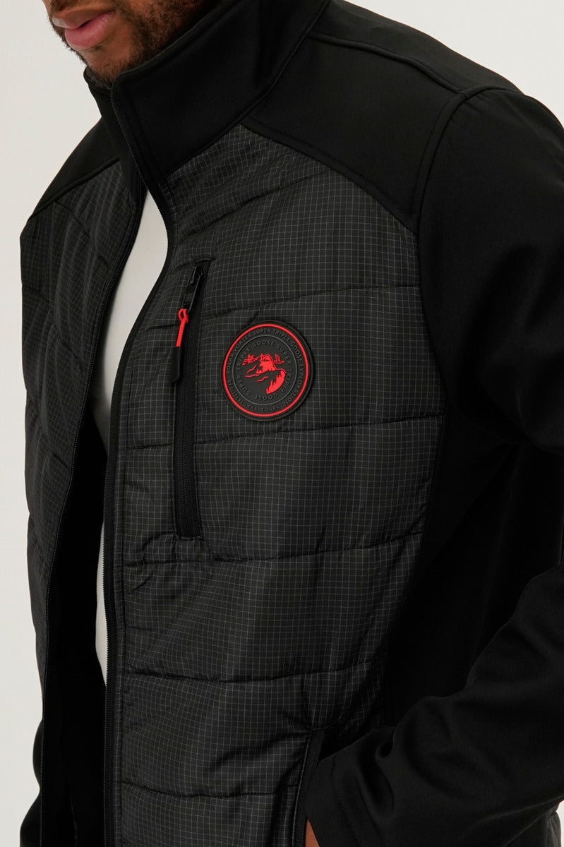 Super Triple Goose Quilted Colour Block Lightweight Jacket - Black - Mens Lightweight Jackets - International Clothiers