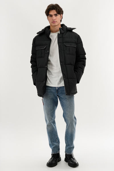 Canada Weather Gear Quilted Puffer Parka Jacket - Black - Mens Parka Jackets - International Clothiers
