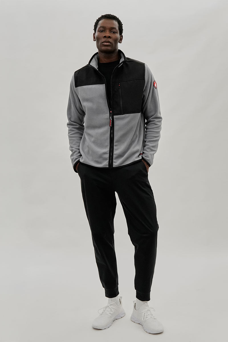 Canada Weather Gear Colour Block Fleece Lightweight Jacket - Grey - Mens Lightweight Jackets - International Clothiers