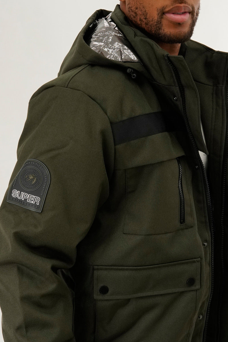 Super Triple Goose Thermal-Foil Lining Bomber Jacket - Olive - Mens Bomber Jackets - International Clothiers