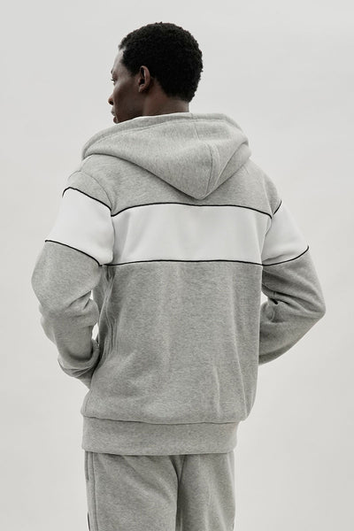 Super Triple Goose Colour Block Zip Up Hoodie - Grey - Mens Hoodies & Sweatshirts - International Clothiers