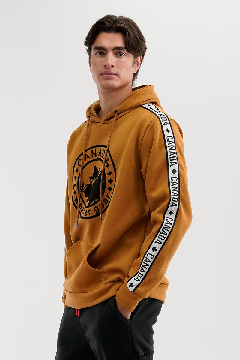 Canada Weather Gear Logo Tape Fleece Hoodie - Camel - Mens Hoodies & Sweatshirts - International Clothiers