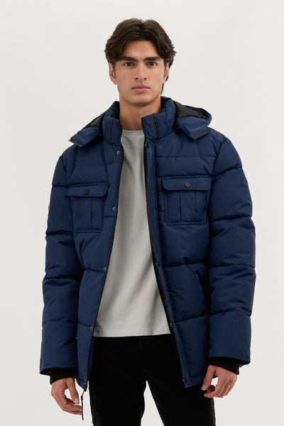 Canada Weather Gear Quilted Puffer Parka Jacket - Navy - Mens Parka Jackets - International Clothiers