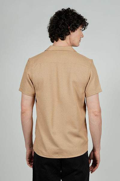 Kenneth Blake Solid Basic Button Up Casual Shirt - Camel