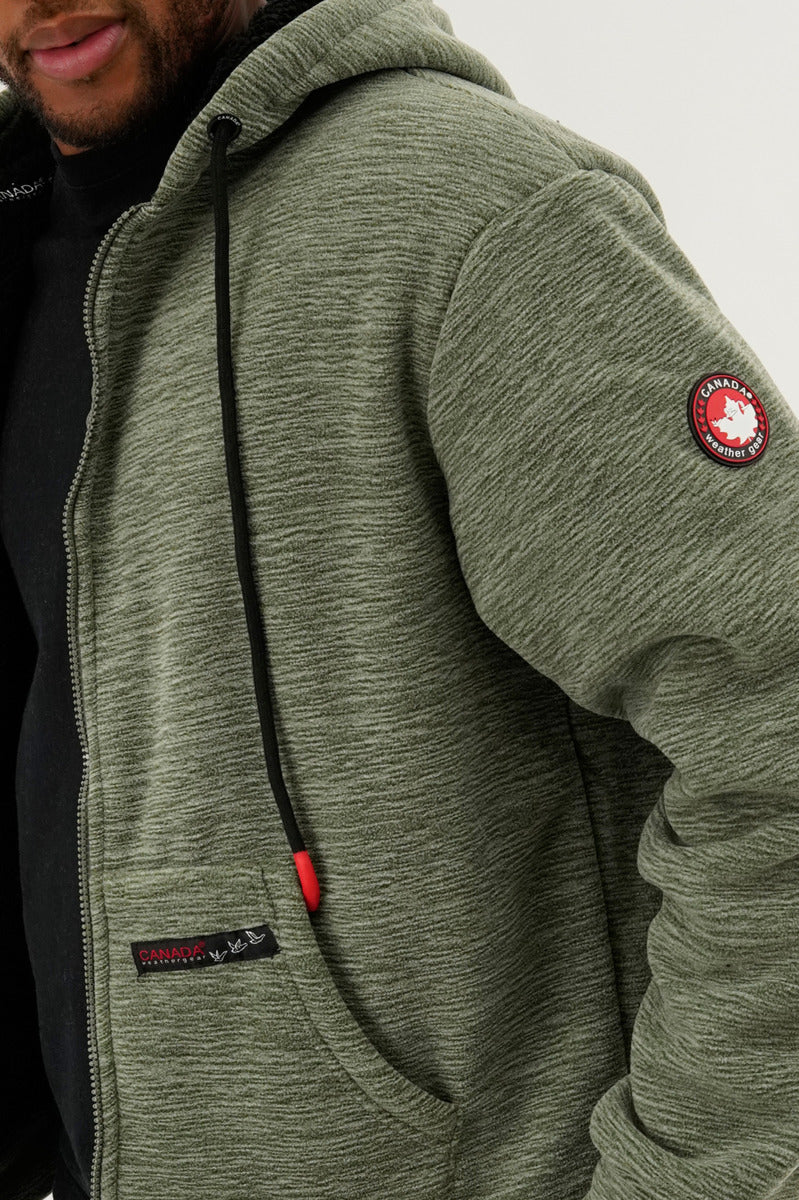 Canada Weather Gear Sherpa Lined Lightweight Jacket - Olive - Mens Lightweight Jackets - International Clothiers