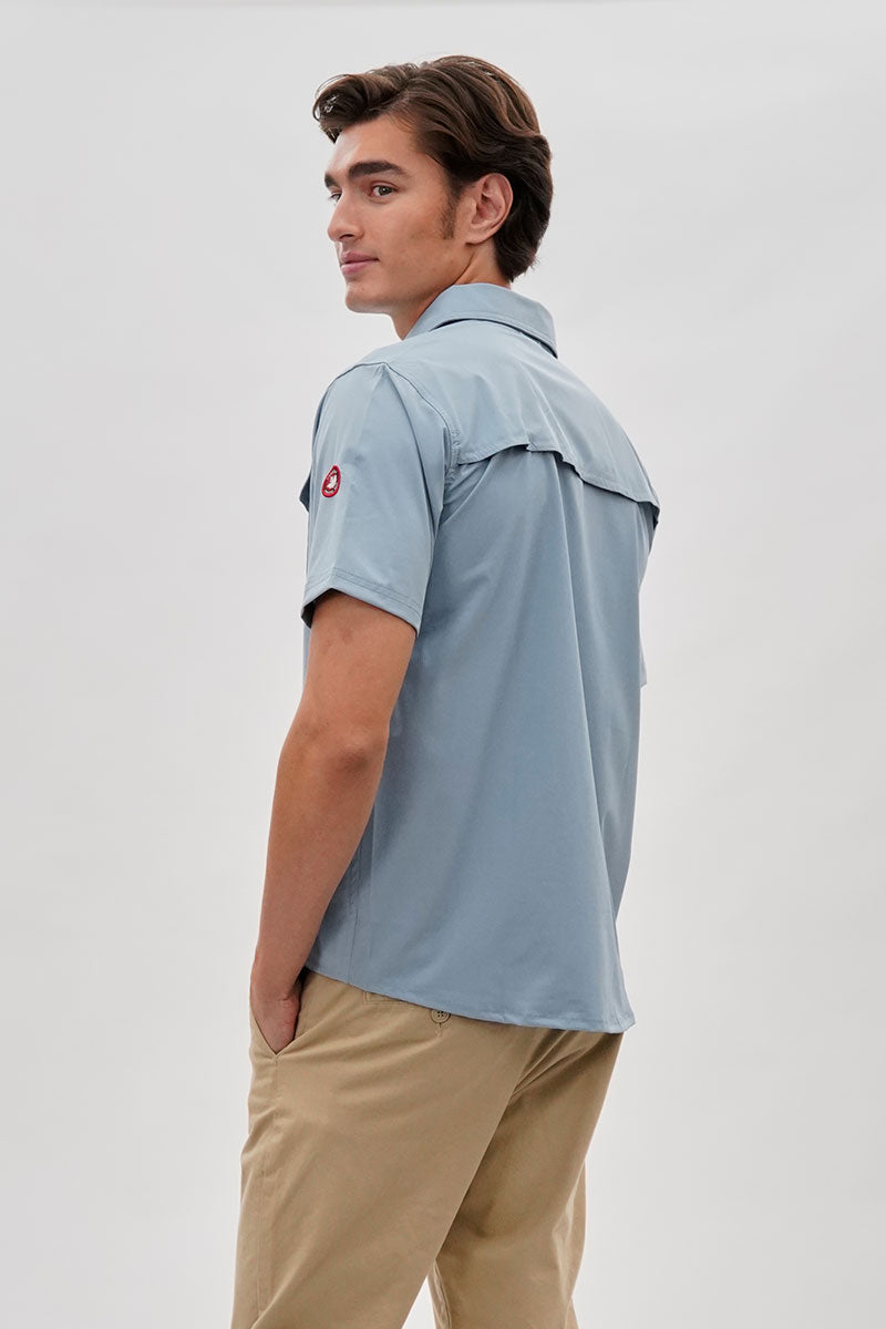 Canada Weather Gear Short Sleeve Snap Button Casual Shirt - Blue - Mens Casual Shirts - International Clothiers