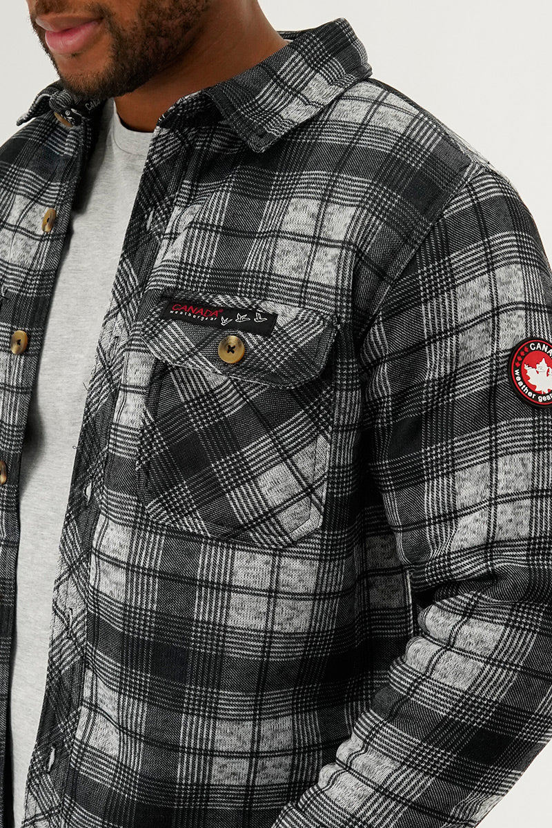 Canada Weather Gear Plaid Lightweight Jacket - Grey - Mens Lightweight Jackets - International Clothiers