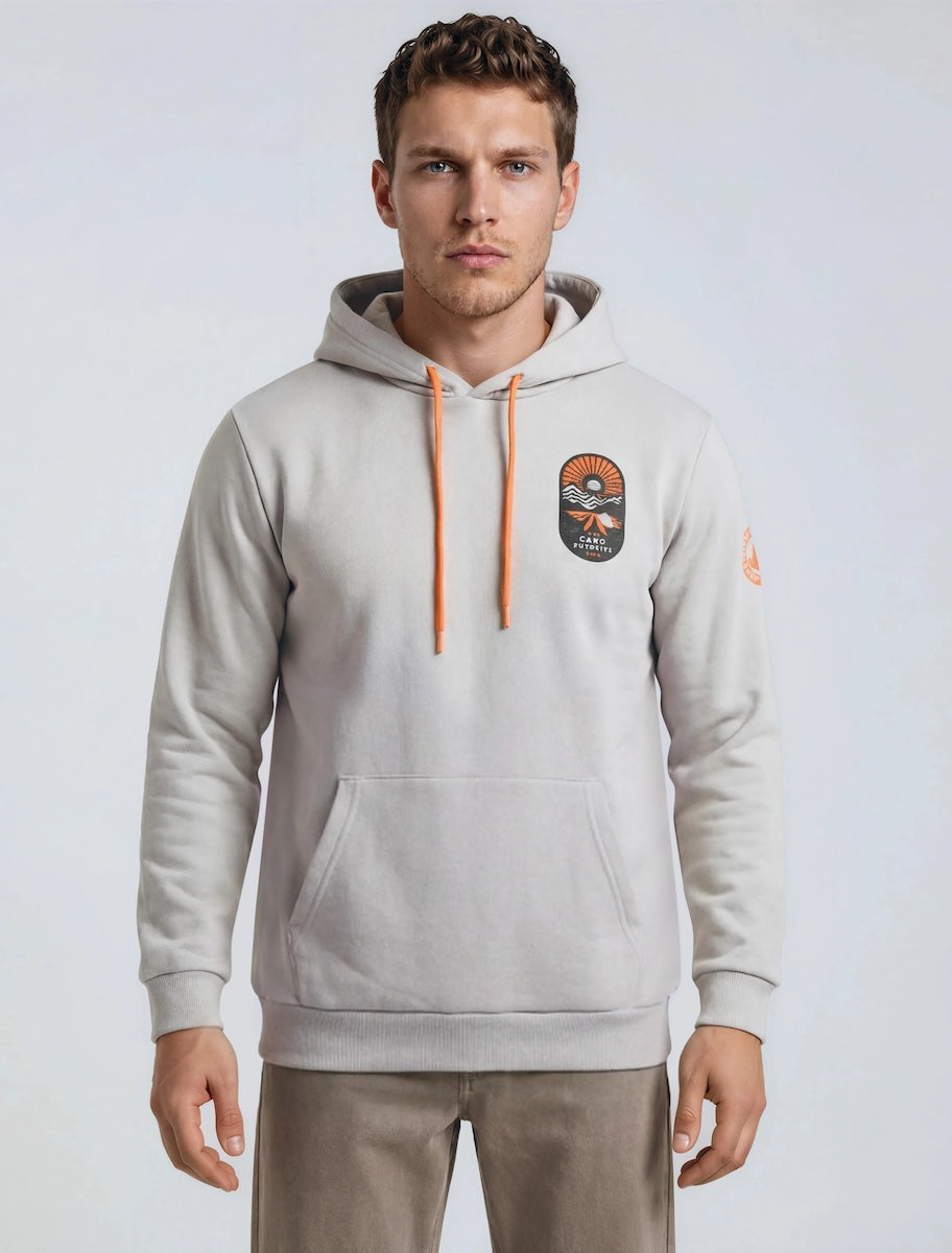 Back Print Hoodie - Taupe