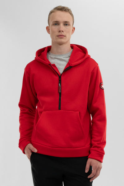 Canada Weather Gear Fleece Half Zip Hoodie - Red - Mens Hoodies & Sweatshirts - International Clothiers