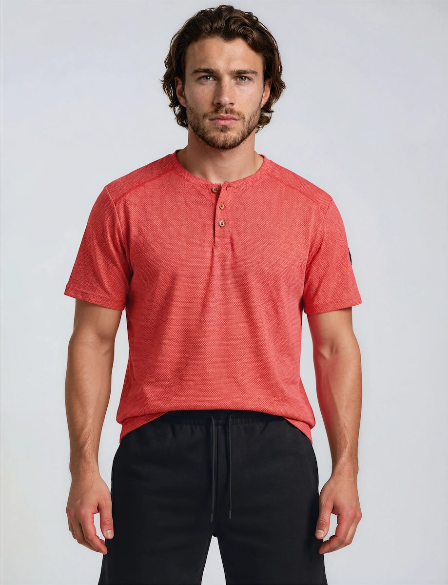 Short Sleeve Waffle Tee - Red