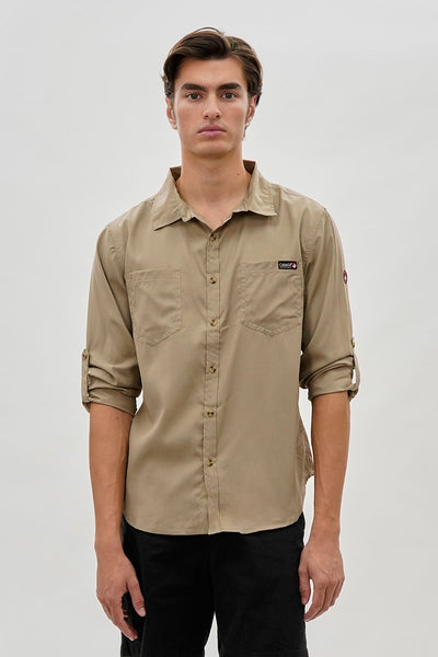 Canada Weather Gear Utility Ripstop Casual Shirt - Beige - Mens Casual Shirts - International Clothiers