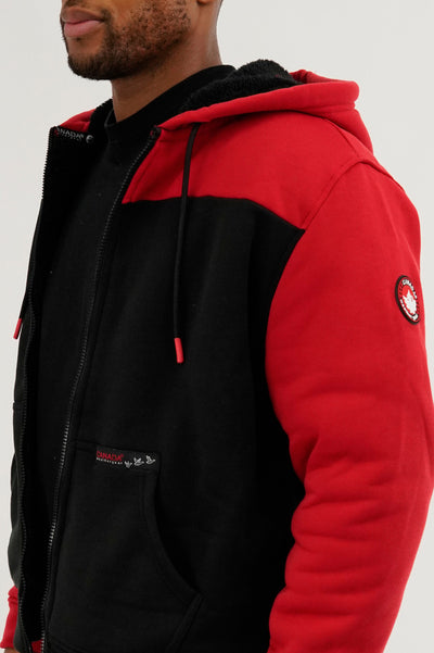 Canada Weather Gear Colour Block Sherpa Lined Lightweight Jacket - Red - Mens Lightweight Jackets - International Clothiers