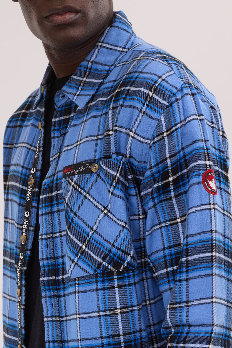 Canada Weather Gear Flannel Button Up Casual Shirt - Blue - Mens Casual Shirts - International Clothiers