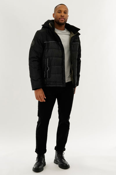 Super Triple Goose Contrast Lining Puffer Bomber Jacket - Olive - Mens Bomber Jackets - International Clothiers