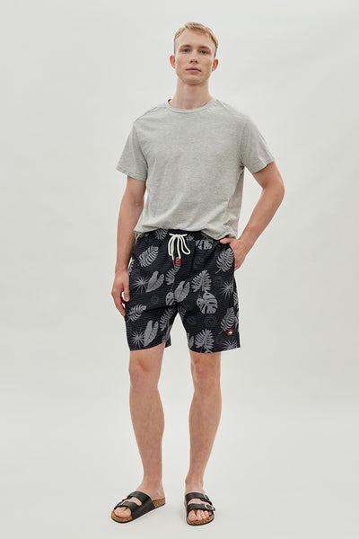 Canada Weather Gear Leaf Print Swim Shorts - Black - Mens Shorts & Capris - International Clothiers