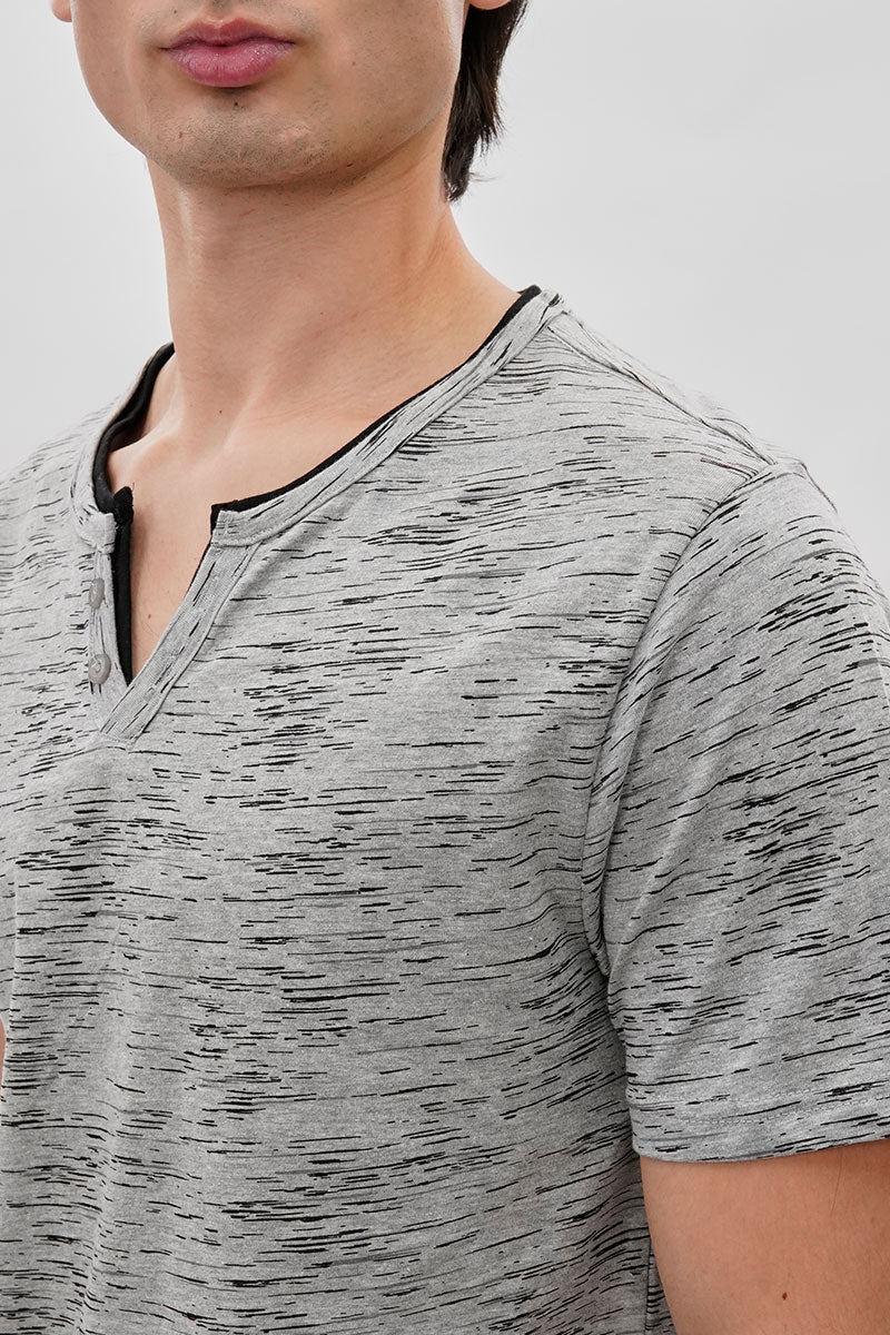 Canada Weather Gear Vintage Short Sleeve Henley Tee - Grey - Mens Tees & Tank Tops - International Clothiers