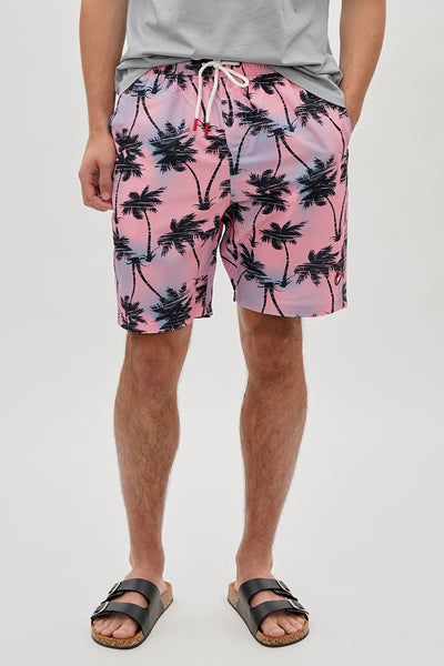Canada Weather Gear Palm Tee Print Swim Shorts - Pink - Mens Shorts & Capris - International Clothiers