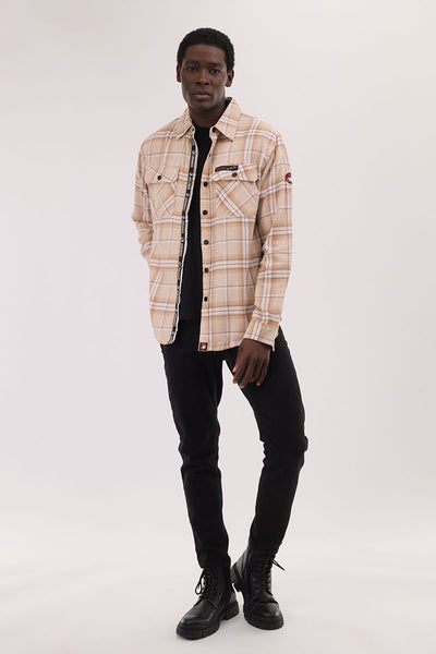 Canada Weather Gear Plaid Button Up Casual Shirt - Cream - Mens Casual Shirts - International Clothiers