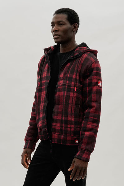 Canada Weather Gear Hooded Sherpa Lined Lightweight Jacket - Red - Mens Lightweight Jackets - International Clothiers
