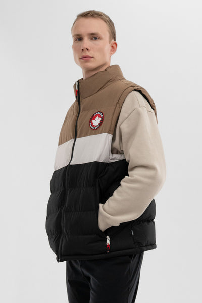 Canada Weather Gear Colour Block Puffer Vest - Taupe - Mens Vests - International Clothiers