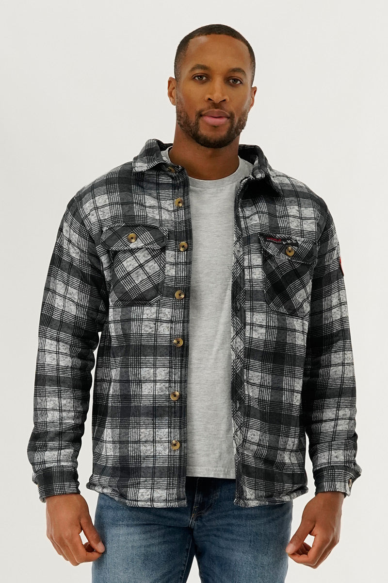 Canada Weather Gear Plaid Lightweight Jacket - Grey - Mens Lightweight Jackets - International Clothiers