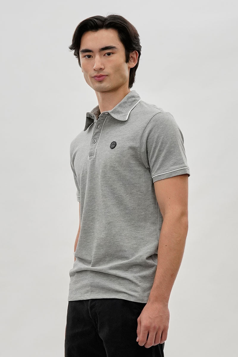 Canada Weather Gear Travel Collection Piping Detail Polo Shirt - Grey - Mens Polo Shirts - International Clothiers