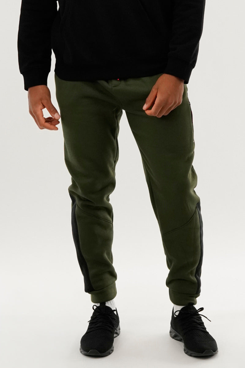 Canada Weather Gear Fleece Contrast Insert Jogger - Olive - Mens Joggers & Sweatpants - International Clothiers