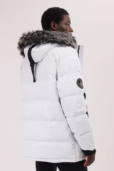 Canada Weather Gear Faux Fur Trim Puffer Parka Jacket - White - Mens Parka Jackets - International Clothiers